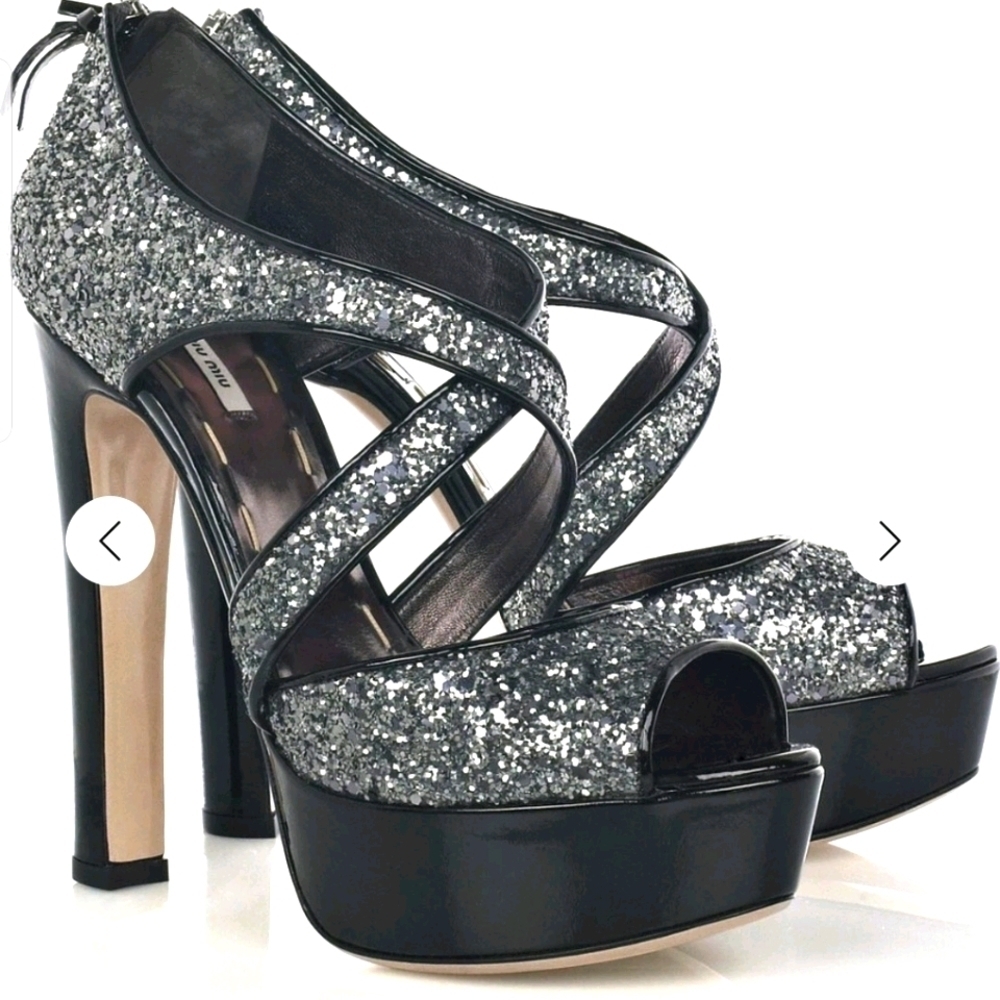 Miu miu glitter platform heels 37